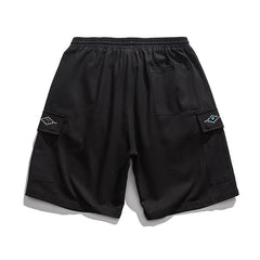 Threebooy Sporty Casual Shorts Oversize Plastered Solid Color Street Classic Straight Wide Leg Pants Trendy Fashion Short Pants Men Summer