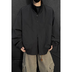 Threebooy Autumn Jacket Men Fashion Casual Black Jackets Men Japanese Streetwear Hip-hop Loose Bomber Jacket Mens Short Coat M-3XL