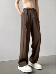 Threebooy Casual suit Pants Men's Autumn Japanese Light Luxury Draped Trousers Loose-fit Straight-leg Versatile Wide-leg Long Pants