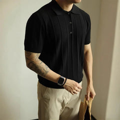 Threebooy New Trend Men Polo Shirt Leisure Vintage High Quality Knit Tops American Style Fashion Breathable Buttoned Short Sleeve Knitwear