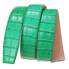 Threebooy  3.5cm Cowskin Genuine Belts for Automatic Buckle Luxury Crocodile Belt without Buckle Black Coffee Green Belts