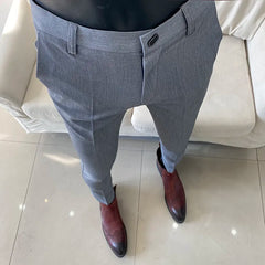 Threebooy  Men Dress Pants Thin Suit Pants Stretch Slim Formal Trousers Calça Masculina Solid Casual Pantalone Hombre Fashion Men Clothing