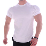 Threebooy Men Short sleeve fashion t-shirt Gyms Fitness Sports Cotton T-Shirt Male Bodybuilding Skinny Tee shirt Summer Tops Clothes