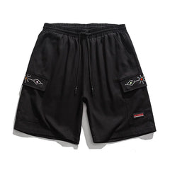 Threebooy Sporty Casual Shorts Oversize Plastered Solid Color Street Classic Straight Wide Leg Pants Trendy Fashion Short Pants Men Summer