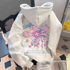 Threebooy  Spring Autumn Men's New Splicing Pullovers Hooked Printed Letter Drawstring Fashionable Loose Casual Long Sleeve Hoodies