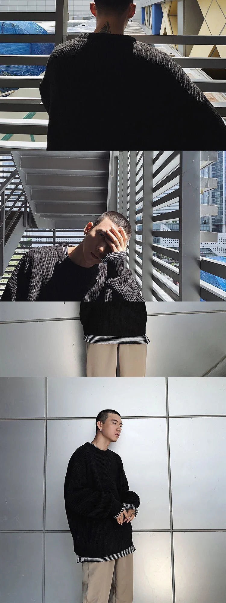 Threebooy Sweater Men Oversize Knit Pull Homme O-neck Male Knitted Sweater Pullover Jumper Harajuku Casual Streetwear Korean Men Sweaters
