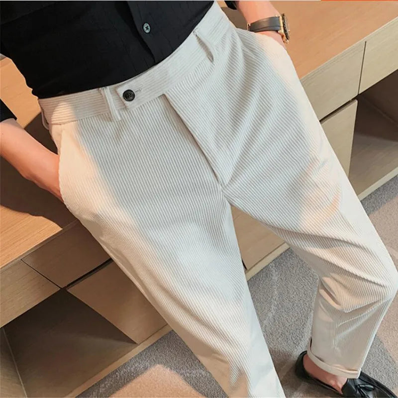 Threebooy Brand clothing Men Winter Leisure Corduroy Suit Trousers/Male Slim Fit Fashion business leisure Suit Pants Plus size 29-36