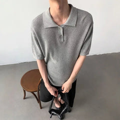 Threebooy New Men Fashion T-shirt Luxury Hollow Out Polo Shirt Leisure Short Sleeve Solid Color Breathable Knitwear High Quality Tops