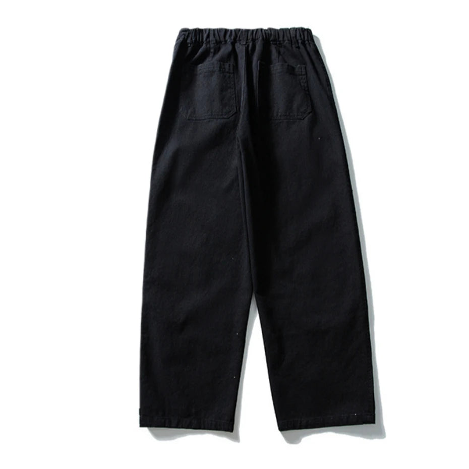 Threebooy Mens Pockets Cargo Pants Cotton Casual Trousers Men Streetwear Wide Leg Vintage Japan Style Cityboy Baggy Logging Pants Male