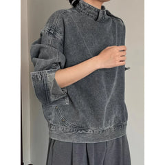 Threebooy Hong Kong style denim jacket men's fashion brand high street niche personality leisure collar pullover work jacket