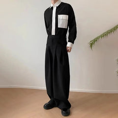 Threebooy  Men's Solid Color Straight Suit Pants American Fashion Trend High Street Loose Casual Breathable Niche Summer New Men's Bottoms