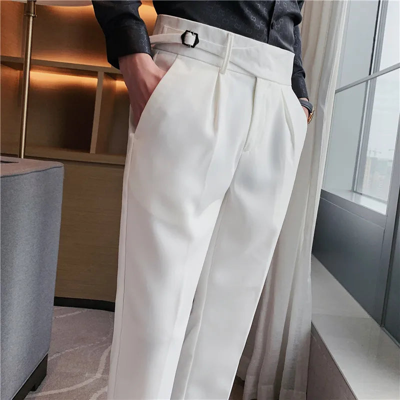 Threebooy British Style Business Casual Slim Fit Men Dress Pants Formal Wear Fashion All Match Straight Office Trousers Gentlemen 29-36