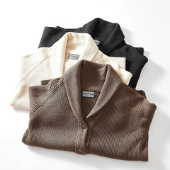 Threebooy American Casual Sweater Cardigan High-end Autumn Winter Green Fruit Collar Cardigan Elegant Comfortable Knitted Sweater Jacket