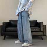 Threebooy Blue White Black Baggy Jeans Men Fashion Casual Wide Leg Jeans Men Streetwear Loose Hip Hop Straight Denim Pants Mens Trousers