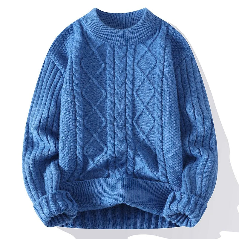 Threebooy  Autumn Casual Men's Sweater O-Neck Striped Slim Knittwear Mens Sweaters Pullover Men Harajuku Mens Retro Sweaters
