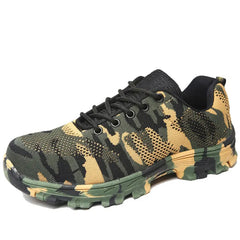 Threebooy  Camouflage Mountain Climbing Style Labor Protection Shoes Anti Crush And Piercing Work Shoes Mesh Protective Shoes for Men...