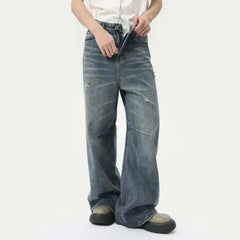 Threebooy  American Style Men's Denim Pants Washing Fashion Loose Men's Straight Trousers Casual Wide Leg Jeans New Summer