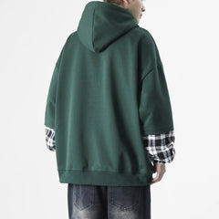 Threebooy Spring Hooded Patchwork Men Pullovers Retro Vintage Hoodies Drawstring Sweatshirt Unisex Tops Large Size 3XL