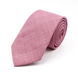 Threebooy New Casual Solid Color Ties For Men Green Blue Pink Cotton Necktie Narrow Collar Slim Skinny Cravat Wedding Party Accessories