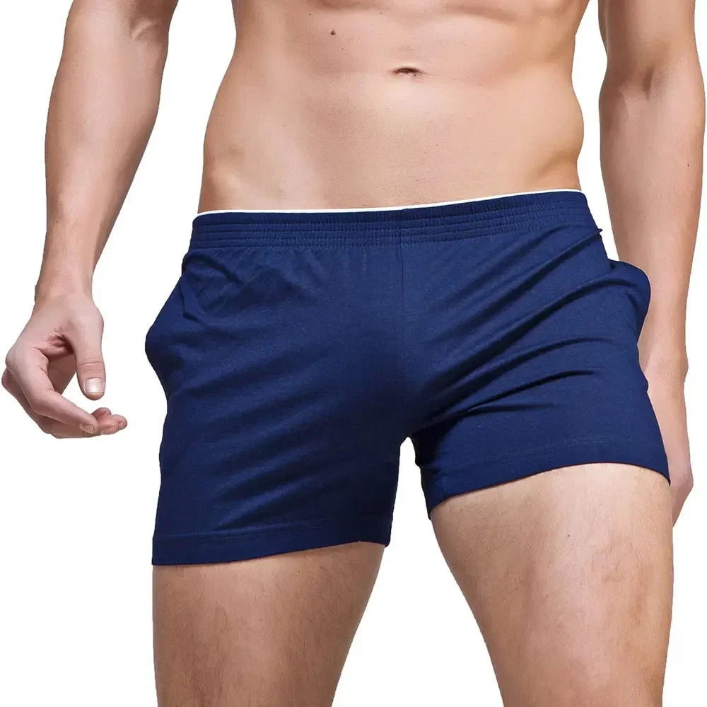 Threebooy  Men's Running Workout Active Shorts Cotton Gym Training Lounge Sleep Bottoms Elastic Waist Casual Pajama Pocket Jogger Home Wear