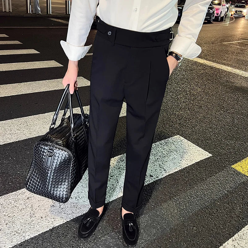 Threebooy Men's High Waist Spring England Business Trousers/Male Slim Fit High quality Casual Suit Pants Hombre 36