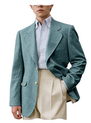Threebooy  Men Premium Linen Fabric Suit Jacket Breathable Slim Fit Formal Office Daily Travel Streetwear Blazer Casual Coat