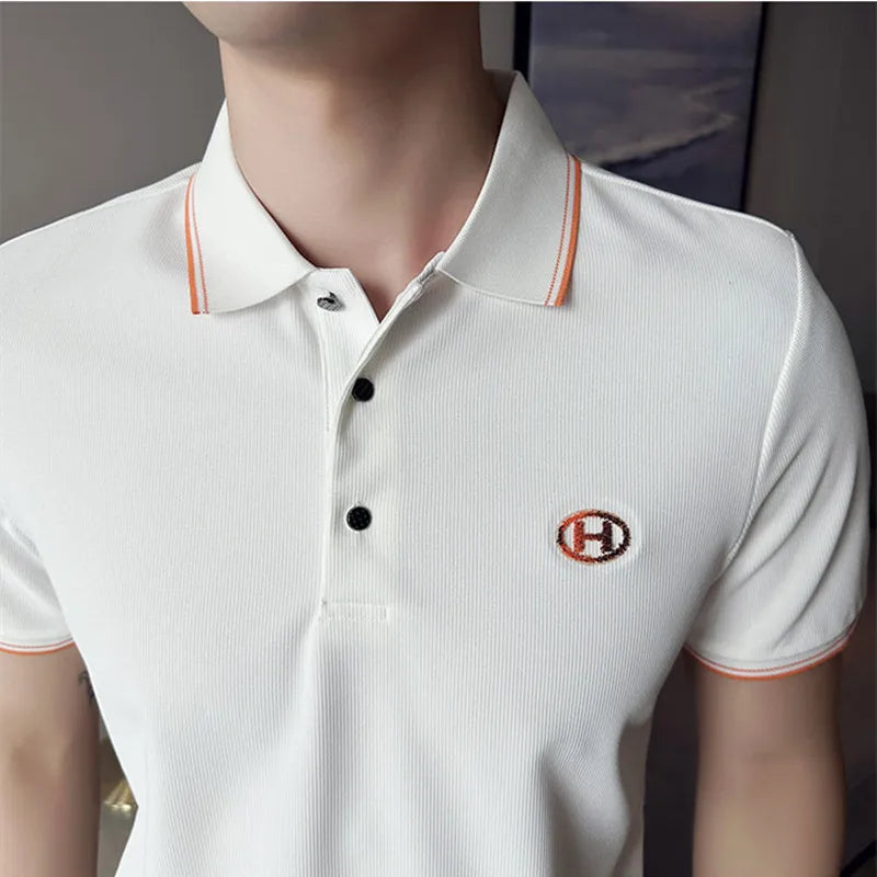 Threebooy  Brand Clothing Men's Summer Casual Short-sleeved POLO Shirts/Male Fashion Solid Color Ice Silk High Quality Polo Shirt