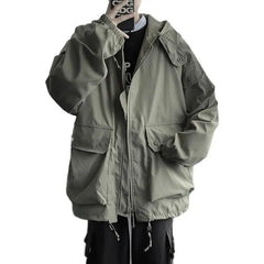 Threebooy Fall Winter Thickened Work Jacket Korean Style Trendy Hooded Jacket Men 2025 New Versatile Loose Fashion Top Aesthetic Urban