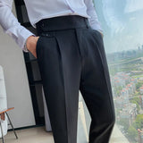 Threebooy Spring New Men's Suit Pants Fashion Business Casual Slim Dress Pants Men's Street Wear Social Formal Pantalon Clothing 36