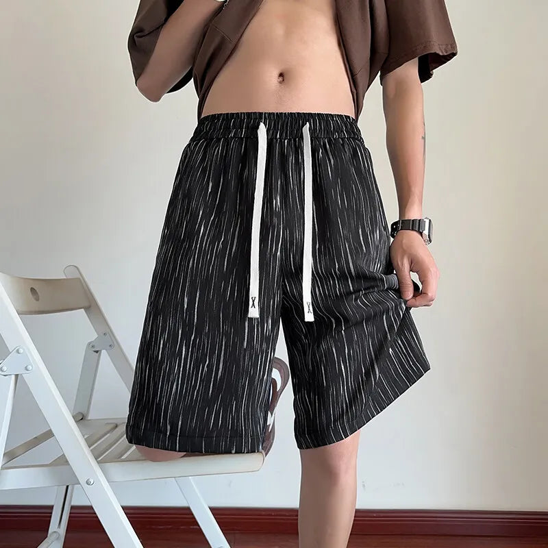Threebooy  Lightweight Striped Casual Shorts Men Elastic Waistband Drawstring Summer NEW Beach Comfort Stretch Outdoor Sports Activewear