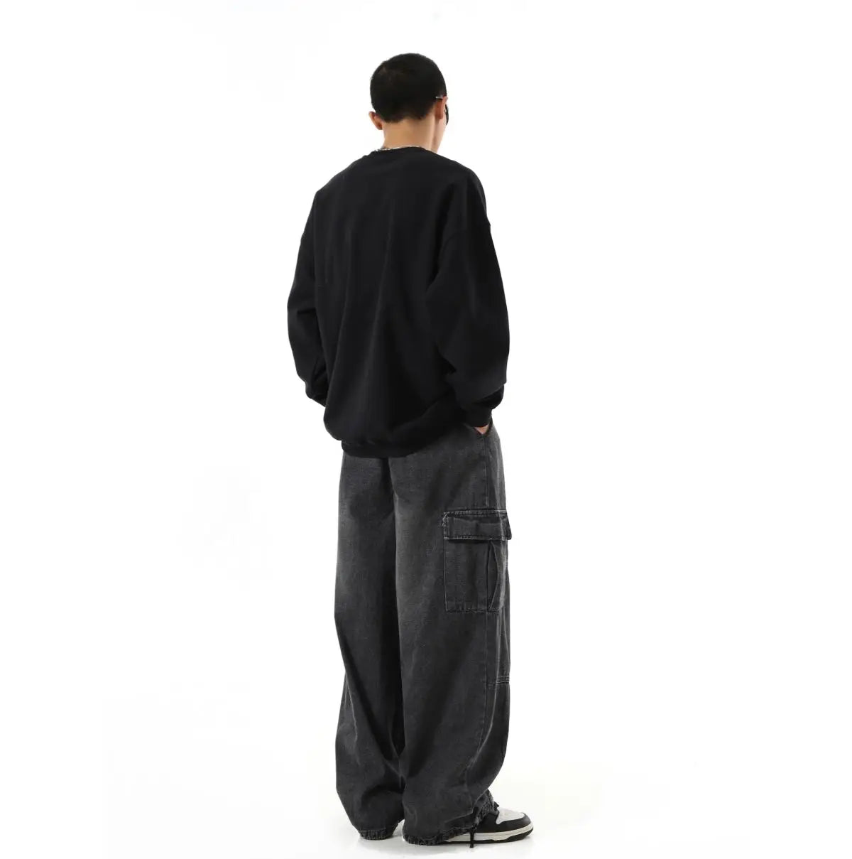 Threebooy Y2k Black Baggy Cargo Jeans Trousers Men Streetwear Casual Hippie Jogging Wide leg Oversize Old Money Vintage Denim Pants