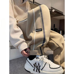 Threebooy Hong Kong Style Street Pants Spring and Autumn Style Personalized Spliced Trousers Youth Trendy College Style Versatile Trousers