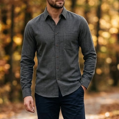 Threebooy  Summer Men's Shirt Ultra Thin Faux Linen Long Sleeve Shirt Home Outdoor Fishing Shirt Men's Top Men Clothing Hawaiian Shirt
