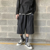 Threebooy Casual Cargo Pants Men Calf-length Letter Oversize All-match Baggy Wide Leg Trousers High Street Hip Hop Trendy Harajuku Chic