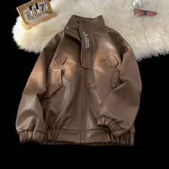 Threebooy American Vintage Leather Jacket Men Women 2025 Spring Autumn Fashionable High-end Retro High Street Casual Top Jacket Aesthetic