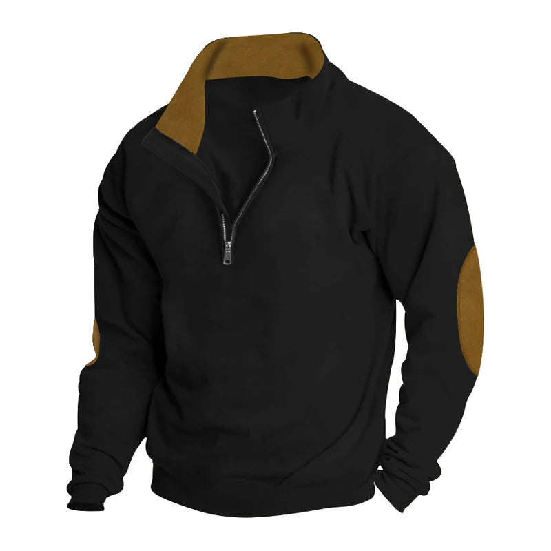Threebooy  Spring Autumn Men's Sweatshirts Outdoor Long Sleeve Stand Collar Hoodies Patchwork Casual Pullover Sweatshit Streetwear Men