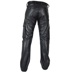 Threebooy  Spring Fashion Men's Rock Style PU Leather Pants Men's Faux Leather Slim-Fit Motorcycle Trousers