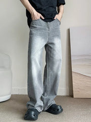 Threebooy  New Vintage Gray Baggy Jeans Men Fashion Harajuku Casual Y2k Pants Straight High Street Male Wide Denim Trousers