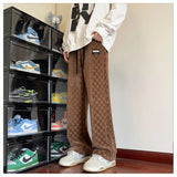 Threebooy Autumn Plaid Pants Men Fashion Retro Casual Checkered Pants Men Streetwearloose Straight Pants Mens Vintage Trousers M-3XL