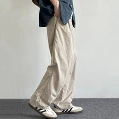Threebooy  New Japanese Style Men Draped Wide Leg Pants Light Luxury Leisure Solid Color Straight Trousers Premium Elegant Sweatpants M-3XL