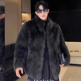 Threebooy Y2k Jackets for Men Fur Imitation Leather Jacket Thickened Fox Mink Coat Winter Jacket Men Fur One piece Coat Coat Men Winter