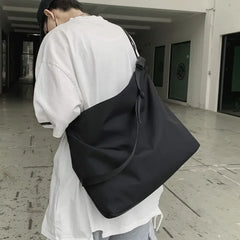 Threebooy  Canvas Japan ins bulk schoolbag student handbag simple shopping bag fitness bag waterproof shoulder bag notebook