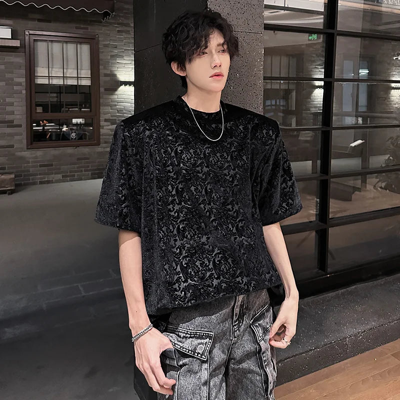Threebooy Summer Jacquard Tshirts Men Oversized Streetwear T Shirts Women Mens Fashion Harajuku T-Shirt Male Vintage Top Tees Female