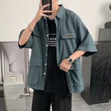 Threebooy Men's Shirt Plain Oversize Summer Male Shirts Korean Popular Clothes New in Fashion Man 2024 Cool Button Up Tops Xxl