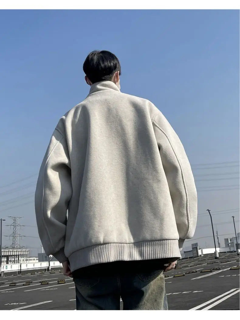 Threebooy Korean Spring and Autumn High Street Men and Women Trendy Personalized Fake Two Piece Jacket Couple Loose Retro Casual Handsome