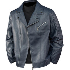 Threebooy New Leather Jackets Men Spring Autumn American Vintage PU Outerwear Mens Solid Moto Biker Leather Coat Streetwear Casual Jacket