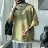 Threebooy Korean Reviews Many Clothes Men's Clothing Short sleeve Oversized T-shirt Y2k Harajuku Personality Loose Design Sense Tops Tee