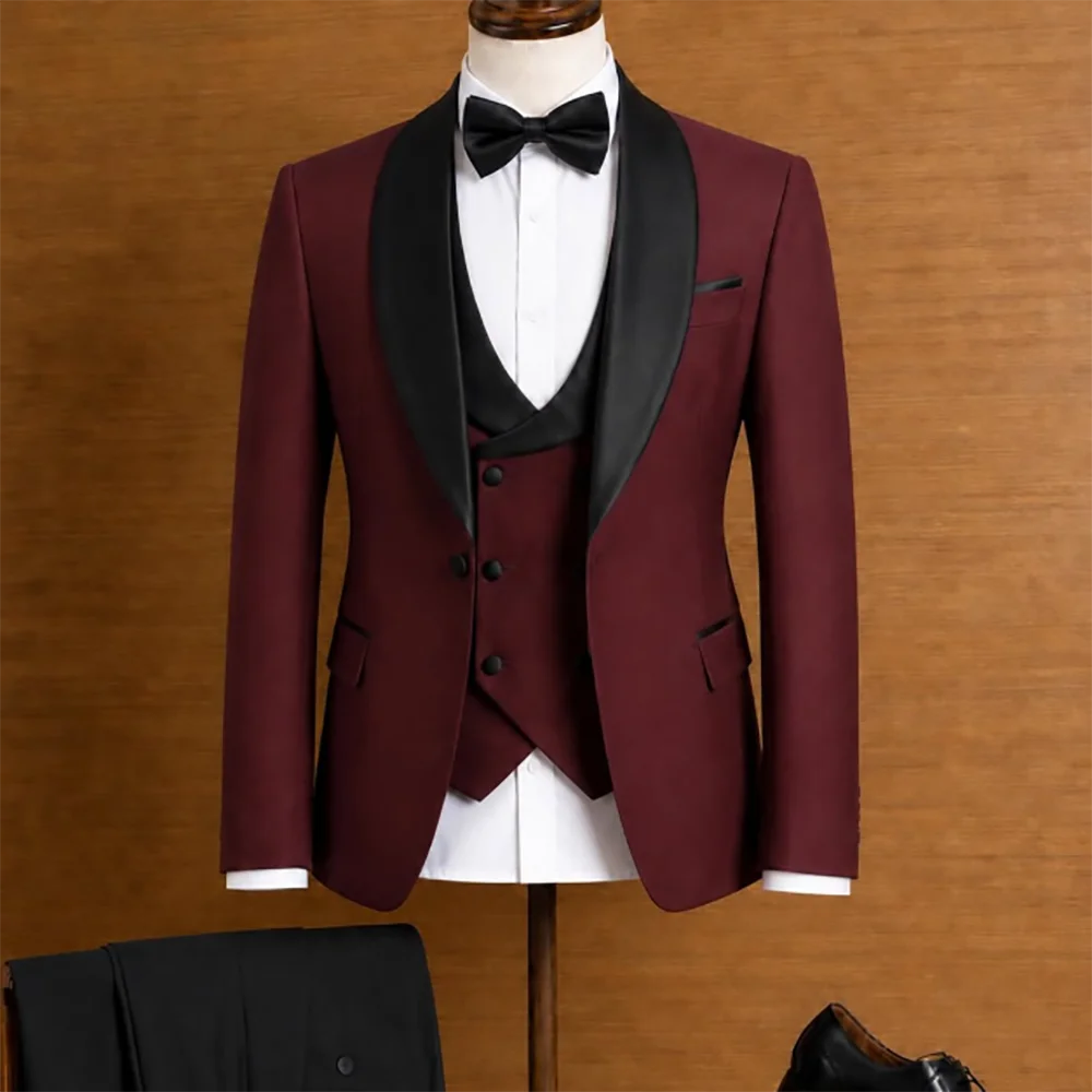 Threebooy  Chic Men's 2 Piece Suit Modern Single-breasted Notch Lapel Blazer Pants Daily Streetwear Wedding Business Formal Office Wear