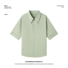 Threebooy Loose Fit Half Sleeve Summer Shirt men Solid Color Metal Button Collar Casual Comfort Breathable Lightweight Top 2025 Trendy