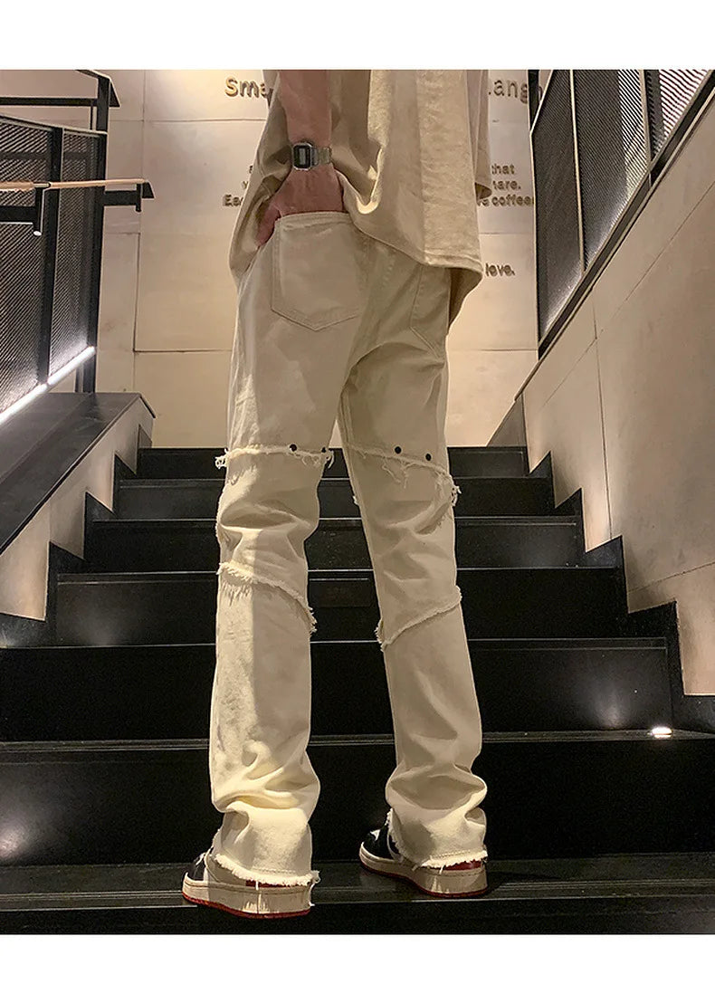 Threebooy New Spring Jeans Loose-fit Straight-leg Sporty Workwear Pants Hong Style Washing Jeans For Men